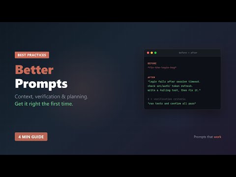 Claude Code — Write Better Prompts: Context, Verification & Planning
