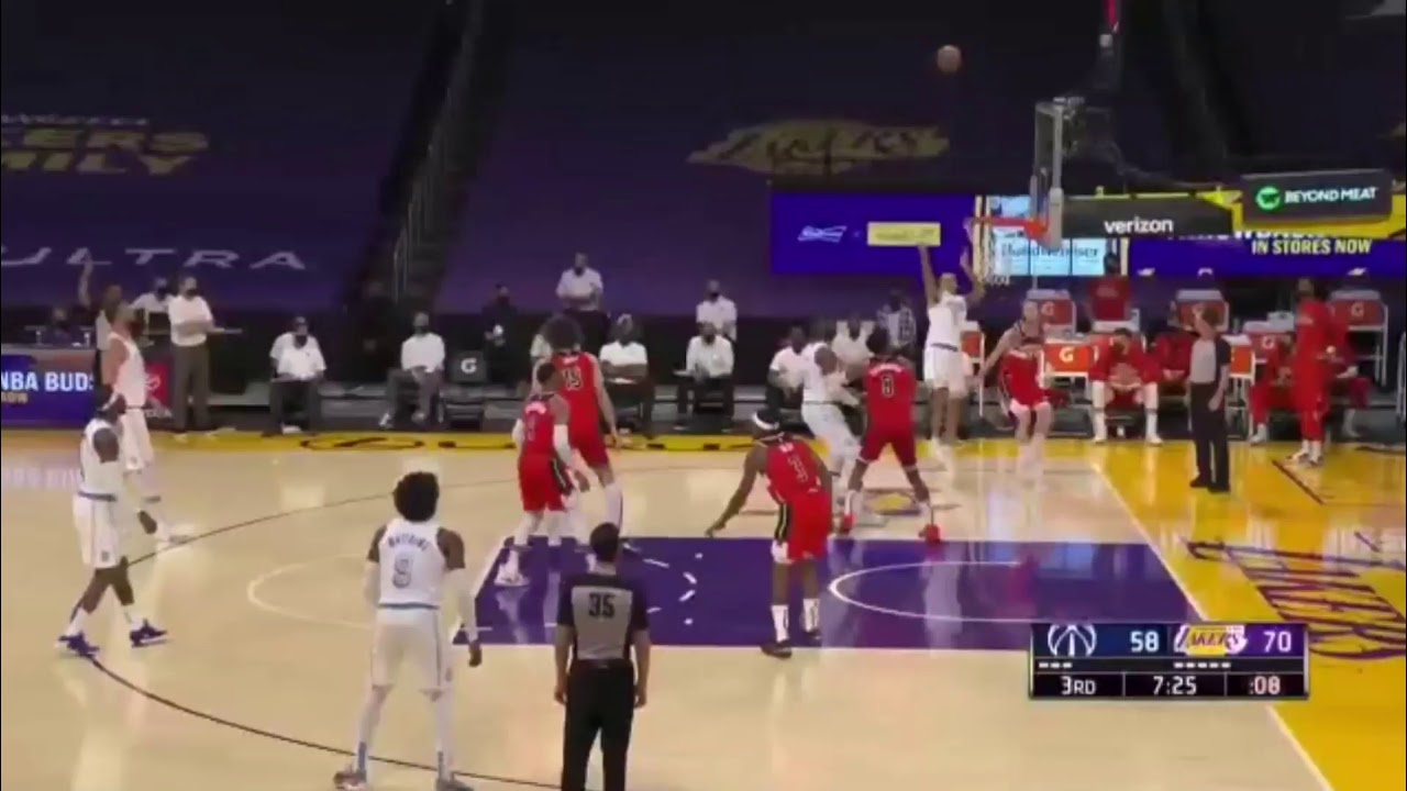 Kyle Kuzma Airball ftom 3 point line and Hachimura ball fake on Him