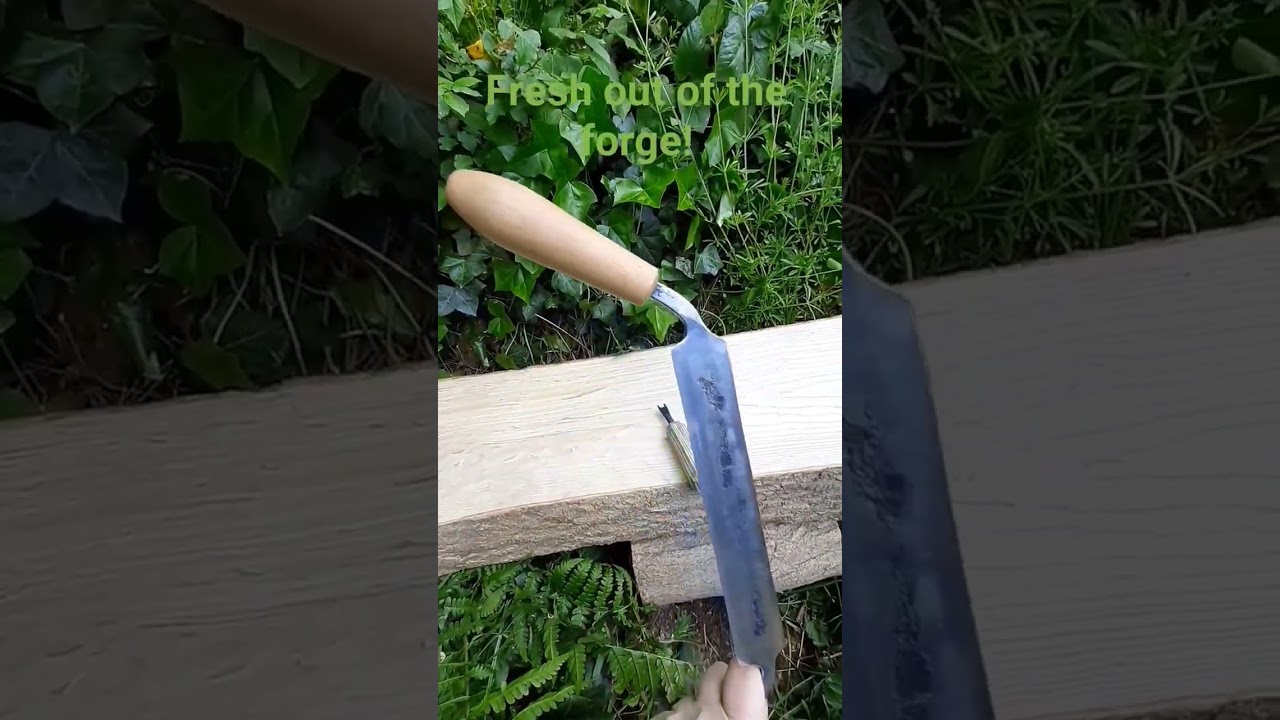 Hand made in Wales - Cocked drawknife with recessed handle retention nuts and matching tool.