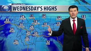 Temperatures remain above average before falling off the charts Thursday