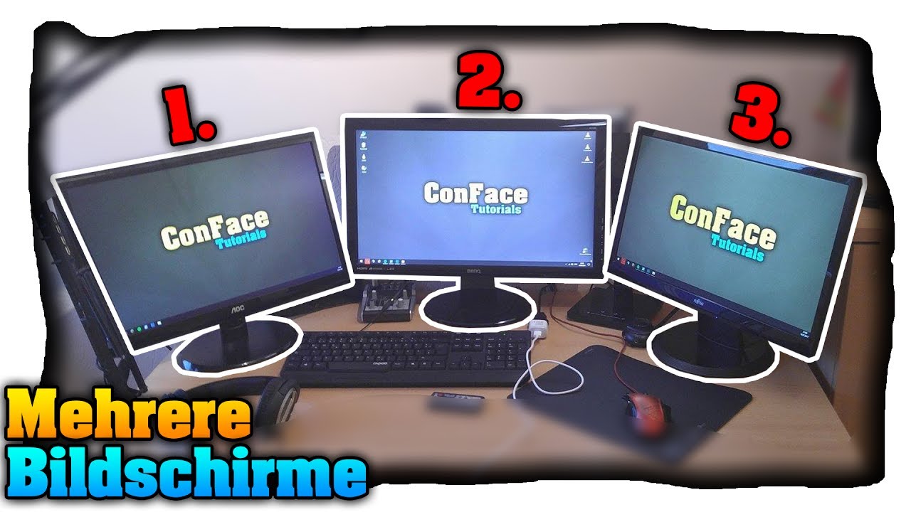 Mehrere Bildschirme an einem PC nutzen! Anschließen &. Konfigurieren! - Tutorial - YouTube