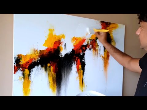 Large Abstract Painting / Easy Acrylic Painting Technique / Step By Step For Beginners