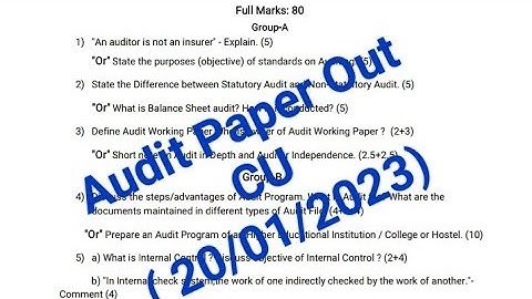 Audit Question Paper || 2022-23 || Calcutta University @GDT_RoshanSir