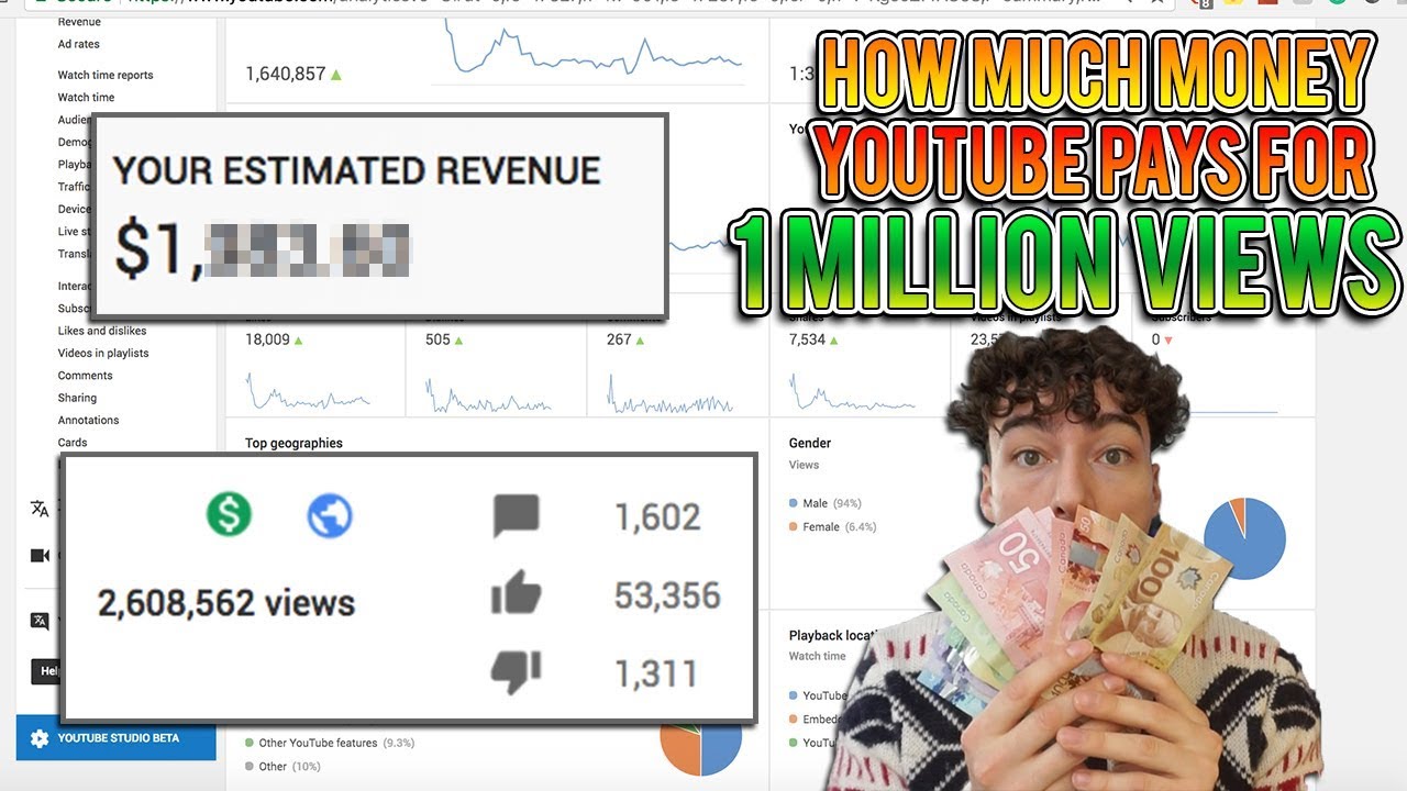 HOW MUCH MONEY DO YOU MAKE FOR 1 MILLION VIEWS ON