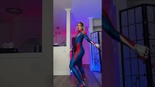 Spider Girl Cosplaying Sliding Over Closer To You Dance