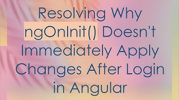 Resolving Why ngOnInit() Doesn