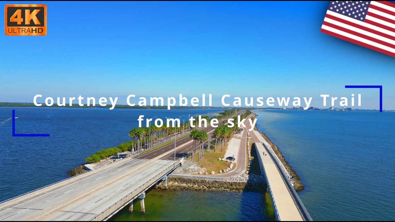 Tampa Clearwater Courtney Campbell Causeway Trail from the sky