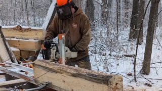 Making fireplace mantles (realtime) with Norwood PM14 portable sawmill 