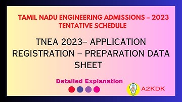 TNEA 2023– APPLICATION REGISTRATION – PREPARATION DATA SHEET