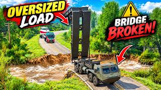 EXTREME Oversized Load Truck Risks Everything on MOST DANGEROUS Broken Bridge! screenshot 5
