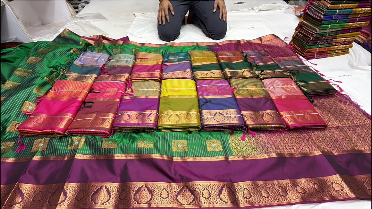 From 595/- ||Chickpet Bangalore wholesale Silk sarees||Single saree Courier available
