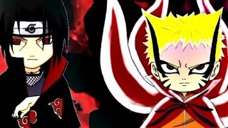 Uchiha Itachi Vs Naruto Characters In Chibi Version.