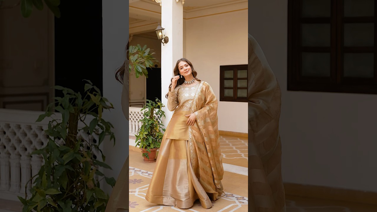 Beige Embroidered Lehenga – Pure Banarasi Viscose, Handwork & Lace, Wedding Wear