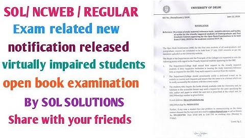 Exam related New notification by delhi university virtually impaired || Open book examination