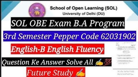 Q.3 Answer solve English B English Fluency paper code 62031902