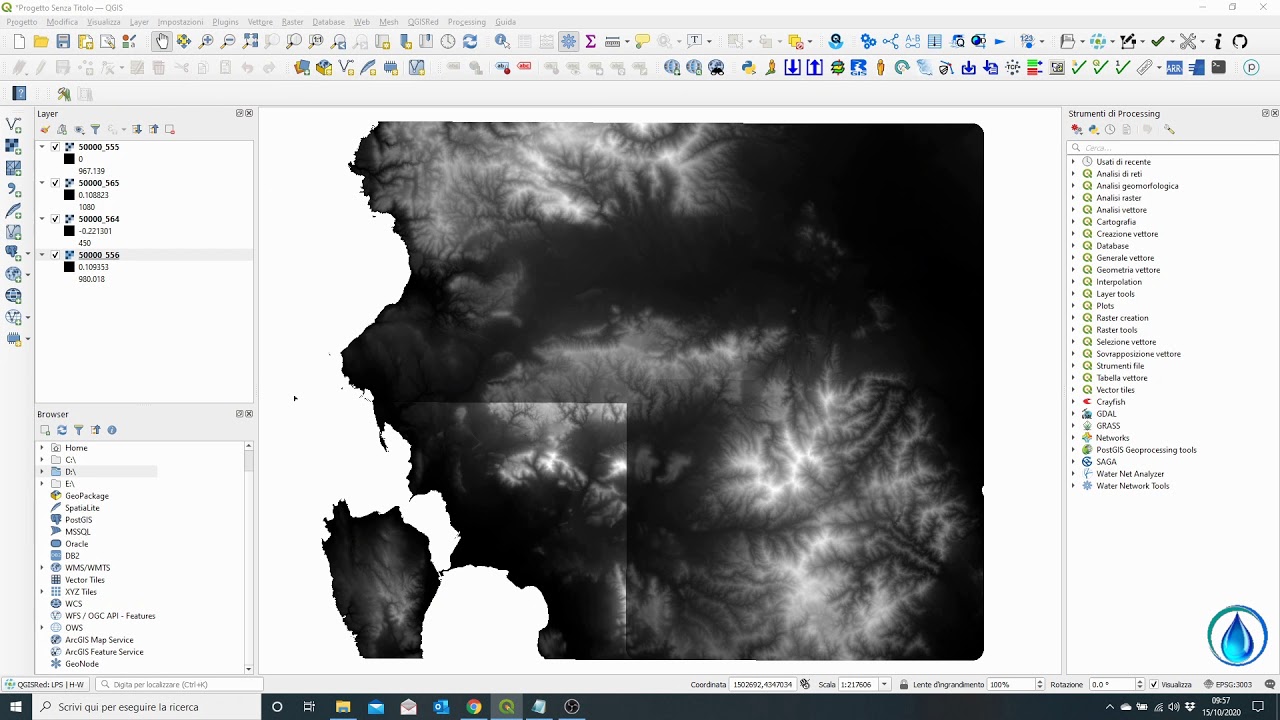 Lezione 0 - QGIS per l'Ingegneria Idraulica - Unione e pulizia di più raster [SUB -ENG]