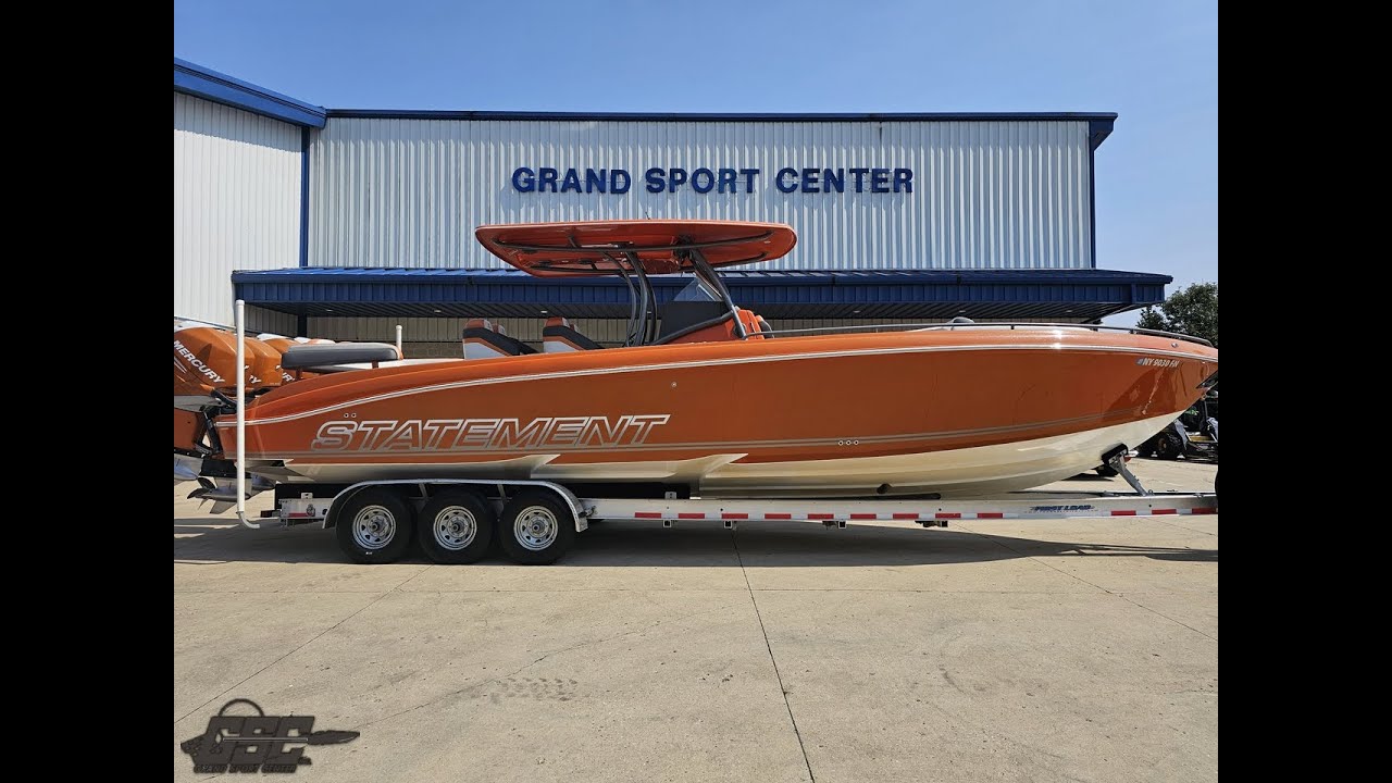 Quick peek! 2016 Statement Marine 38 Cuddy.  80 mph center console, quad 350 engines, cabin with A/C