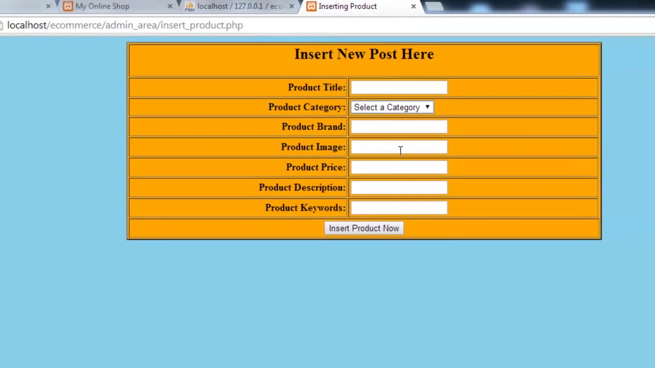 E Commerce Website in PHP & MySQL Part 14 Insert product - YouTube
