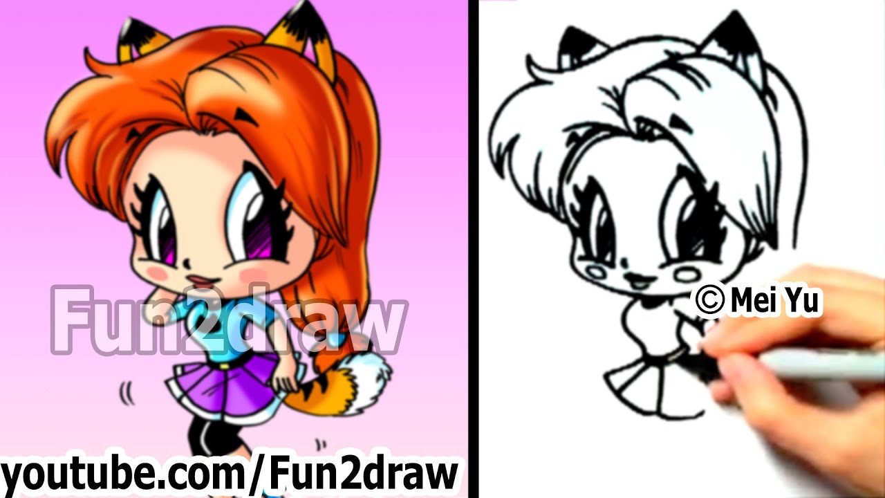 How To Draw Chibis How To Draw A Cat Girl Draw People Cute Art Fun2draw Online Art Lessons Youtube