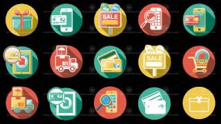 Business and Sales Flat Icons Set. 4K. Alpha Channel