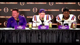 Joe Burrow \& Coach O Postgame Interview LSU Tigers CFP National Champions