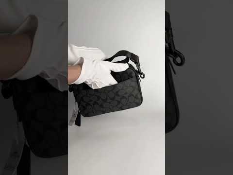 Чоловіча сумка-барсетка через плече класична щоденна Coach шкіряна ділова сумка Коач сіро-чорна, видео 1