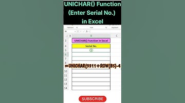 ExcelTrick🤔#UNICHAR() Function#Serial No. Excel#excelformula#excel#exceltutorial#excelshorts#excel