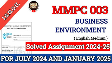 MMPC 003 Solved Assignment 2024-25 // Business Environment // #mmpc003 #mmpc003_ignou #mmpc_003