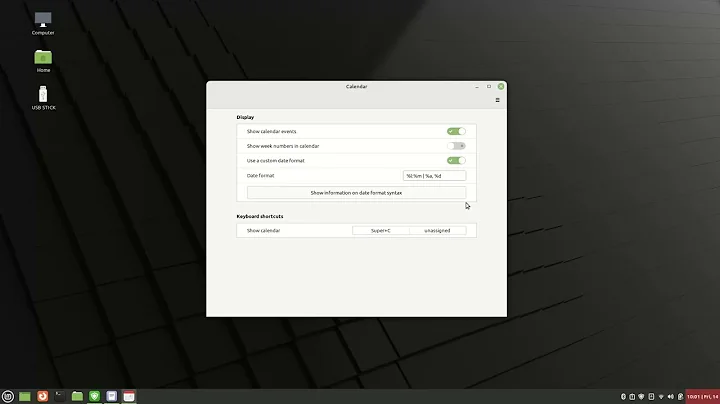 Change Apperence of Date and Time on Linux Mint Panel