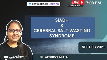 SIADH & Cerebral Salt Wasting Syndrome | NEET PG 2021 | Dr. Apoorva Mittal