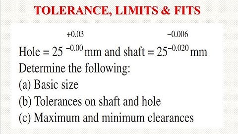 Tolerance, Limits and Fits with example