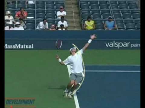 Here's what John says about his serve: "The toss is very important in maintaining a consisitent service motion but there are some other things you should work on as well. 1) Keep a relaxed loose grip on the racquet. This will enable you to get alot more power and wrist snap 2) Always have the same routine before every service motion regardless if it is a first serve or a second serve. Find a routine that is comfortable for you. If you ever watch me serve I always for some reason bounce the ball between my legs before every serve. I don't know why I do this but I always have. Let me know if you ever see me hit a serve before bouncing the ball between my legs- I am pretty sure I do it everytime! 3) Always keep the toss in front of you." To find out more about John Isner visit www.johnisnertennis.com Picture credits: usta.com