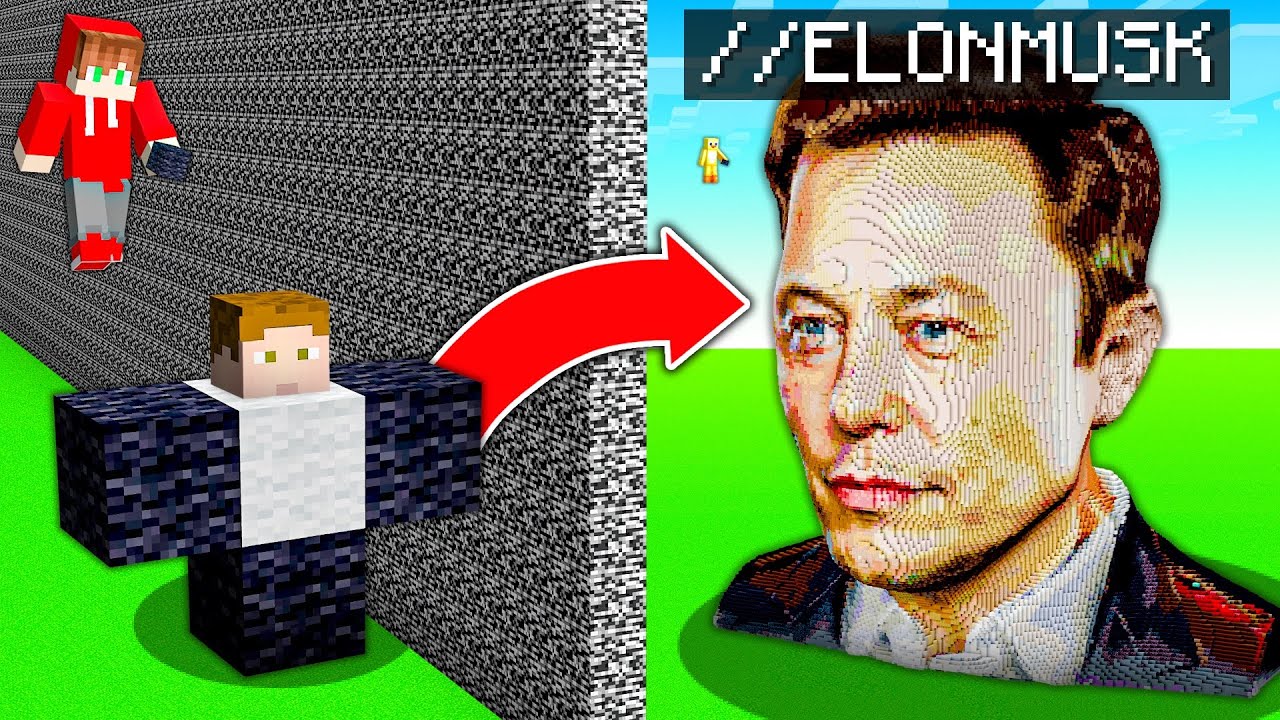 I Cheated with //ELONMUSK in House Build Challenge in Minecraft