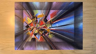 How To Paint Cool Stretched Abstract Painting With Frame Effect In Soft Pastel | Art Demonstration screenshot 1
