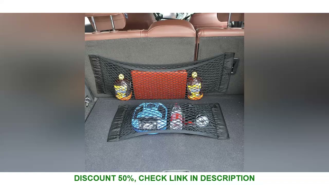 Car Seat Back Organizer Trunk Net Mesh Pocket Elastic String Net Magic Sticker Universal Portable St