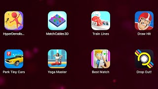 Hyper Demolisher,Match Cables 3D,Train Lines,Draw Hit,Park Tiny Cars,Yoga Master,Best Match,Drop Out screenshot 1