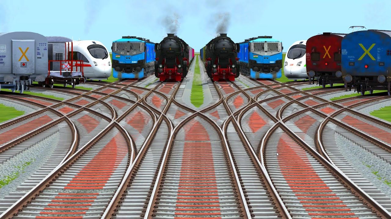 Some Trains Run Backward At Bumpy Railroad crossing tracks | indian railways beamng drive train
