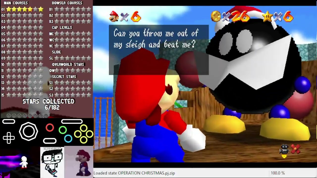 Operation Christmas (SM64 Christmas Hack) - Beat Up Santa (savestateless)