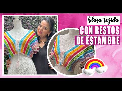 😍DON'T THROW AWAY YOUR SCRAP YARN!🧶I made a COLORFUL CROCHET BLOUSE with Leftovers from Other Pro...