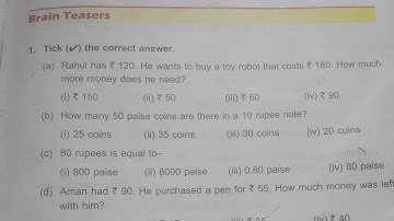 Dav Public School Class 3 Math || Unit 7 Brain Teasers || Money || @madhubanclasses