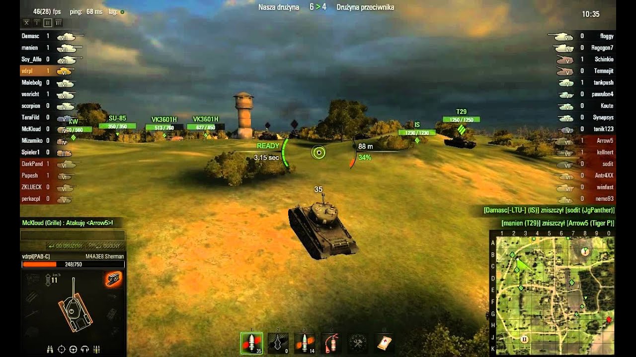 World of Tanks gameplay - M8A3E8 Sherman - [4k exp, 45k credits] [720p]