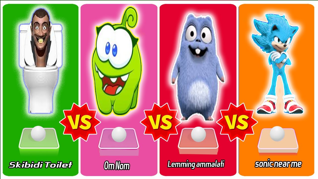 skibidi toilet all vs Om Nom vs Lemming ammalati Grizzy vs sonic near me 🆚  🎶 Who Is Best 