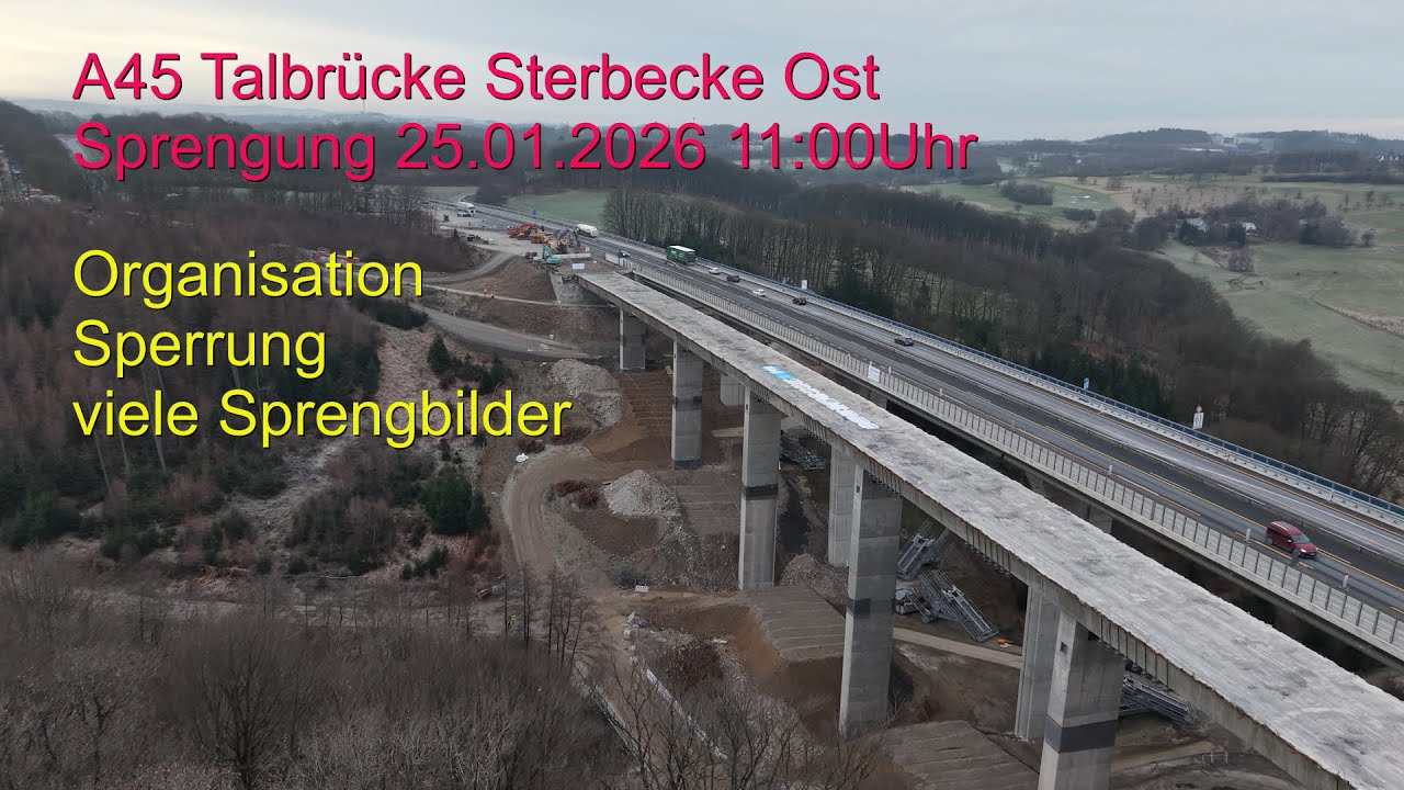 Sprengung Sterbecke A45 Brücke Ost 25.01.2026 Lüdenscheid Autobahn neben Rahmede