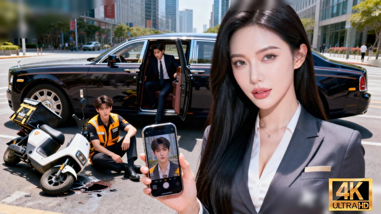 फूड डिलीवरी लड़के ने लग्ज़री कार ठोकी; मालिक ठंडा CEO निकला—वही उसका ऑनलाइन प्यार।