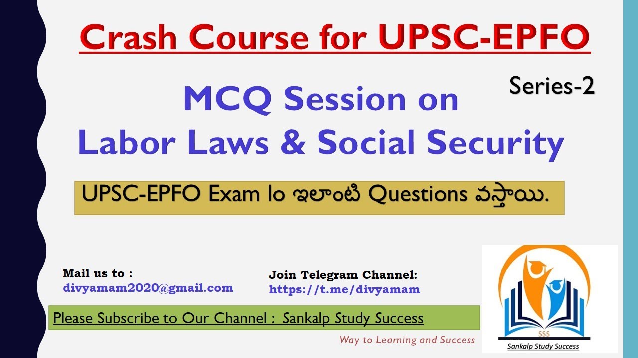 2. MCQ on Labour Laws & IR & Social Security for UPSC EPFO | Series 2 ...