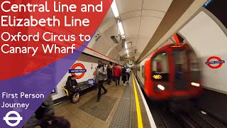 London Underground & Elizabeth Line First Person Journey - Oxford Circus to Canary Wharf