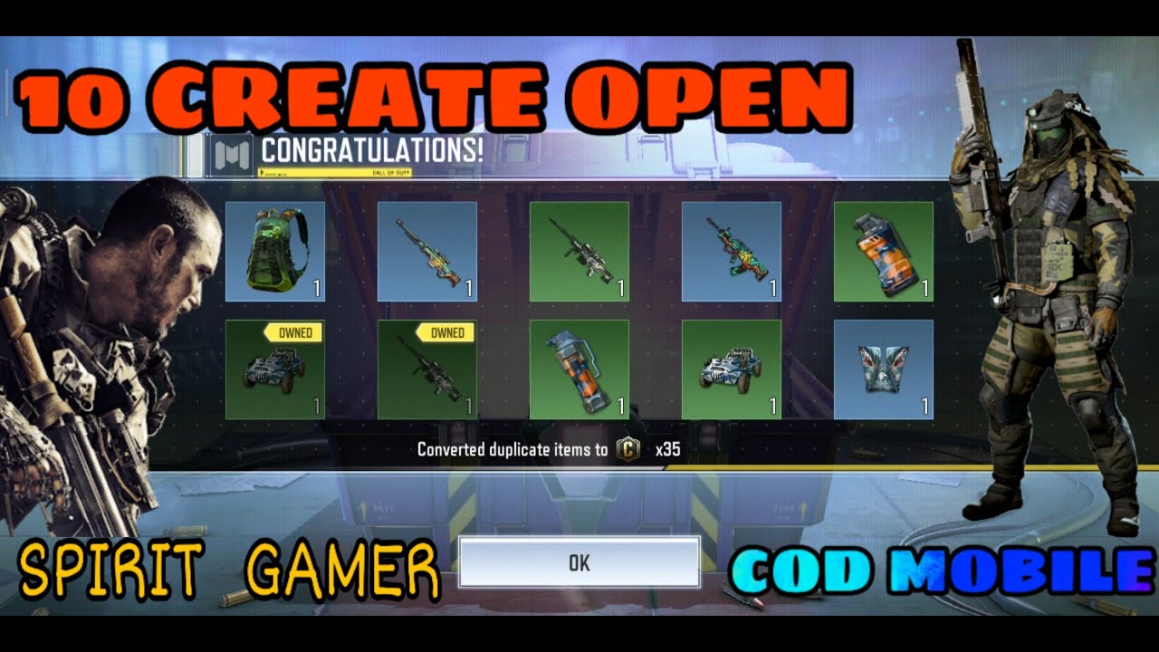 10 CREATE OPEN IN ONE TIME  CALL OF DUTY MOBILE