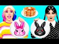 Pancake Art Challenge with Wednesday Addams | Funny Food Challenges
