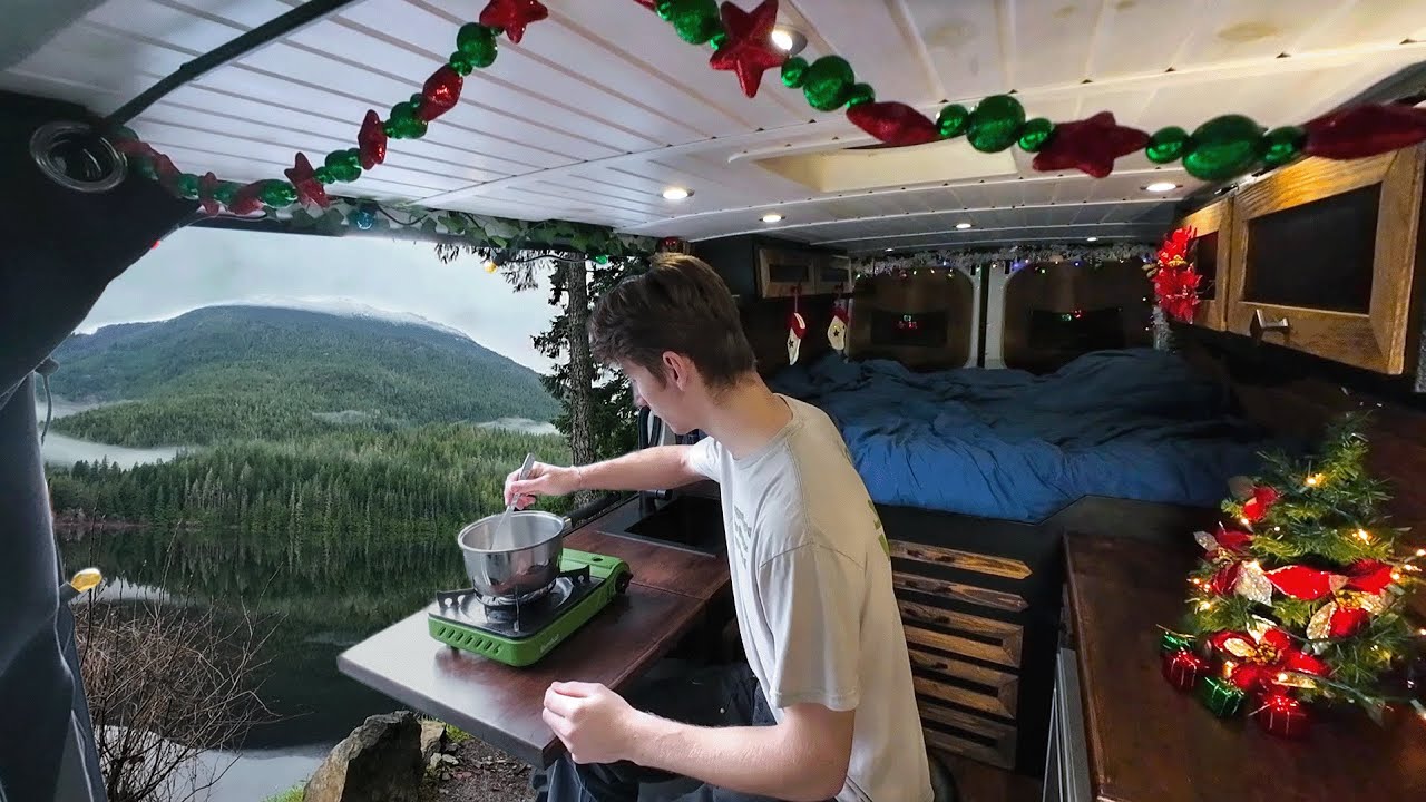 Rainy Vanlife Christmas Camping - Making Perogies