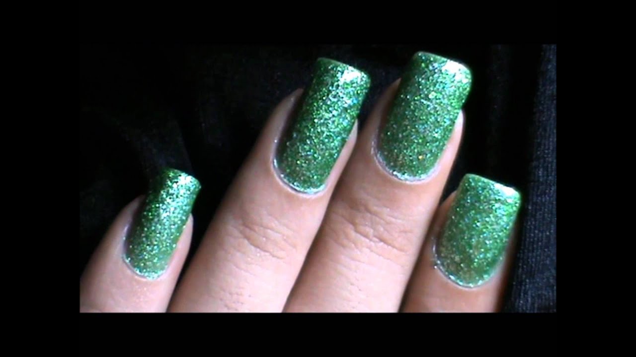 Green Glitter Nails - The Gradient Look !